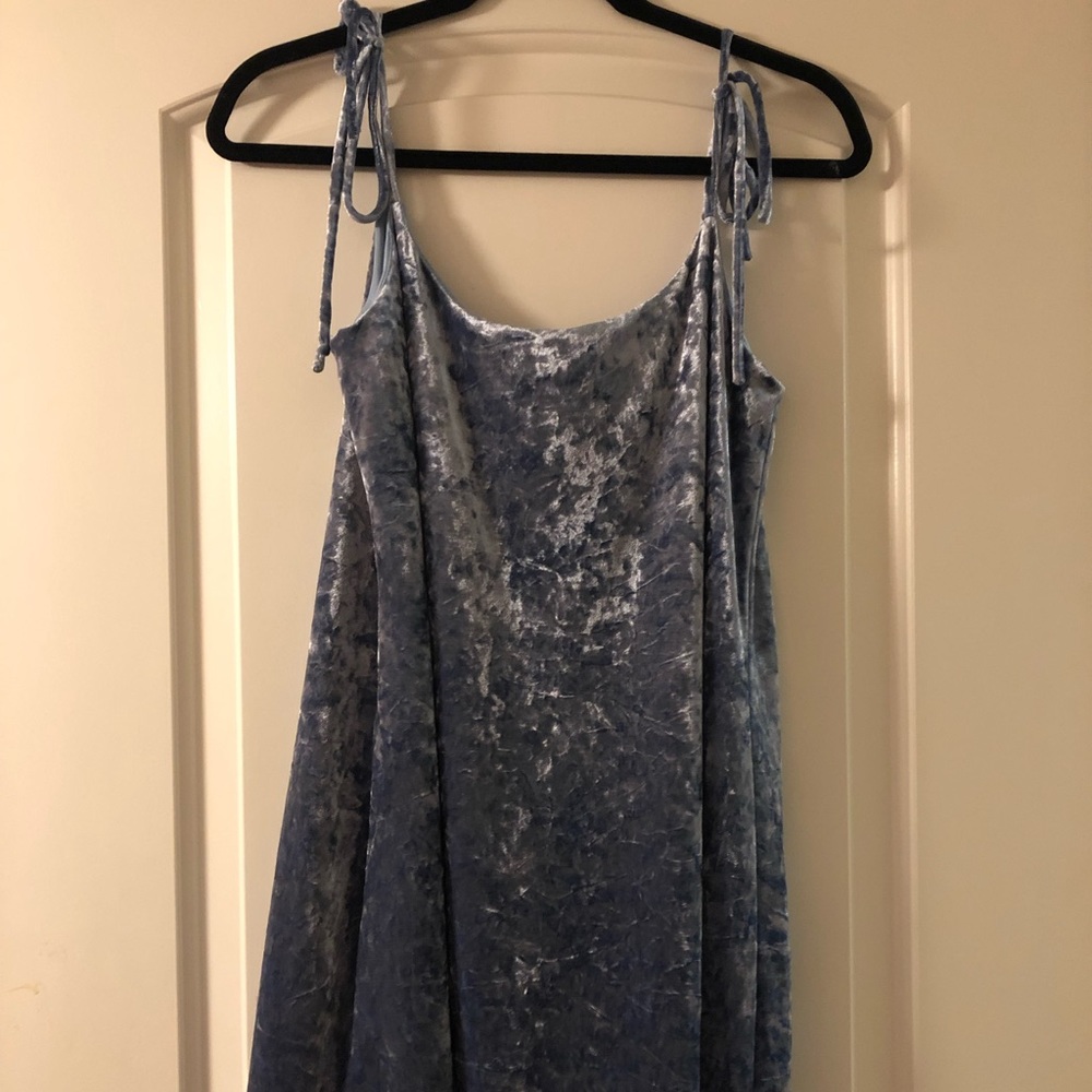 Urban Outfitters light blue velvet mini dress